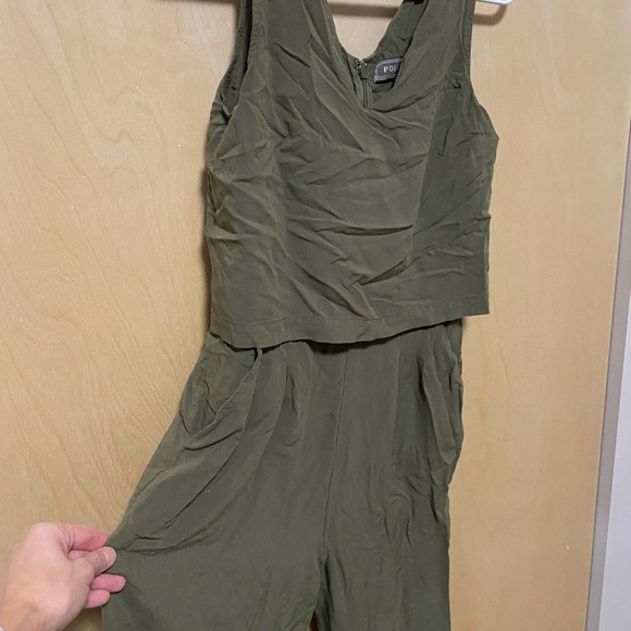 Beautiful point sur olive jumpsuit romper - Picture 3 of 3